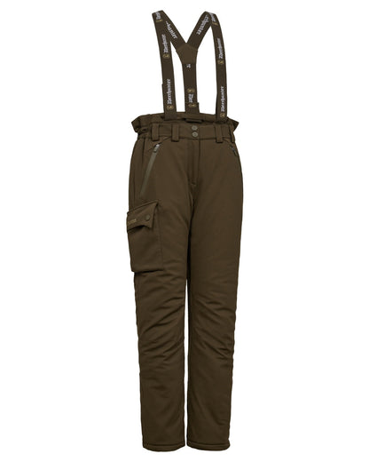 Art Green coloured Deerhunter Lady Muflon Pro Winter Trousers n white background #colour_art-green