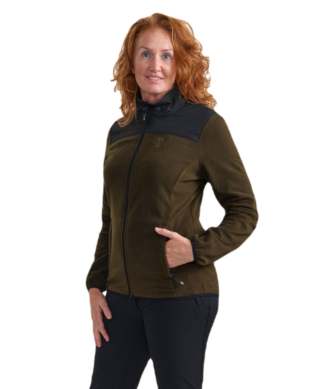 Chestnut Brown Coloured Deerhunter Lady Northward Fleece Jacket on white background #colour_chestnut-brown