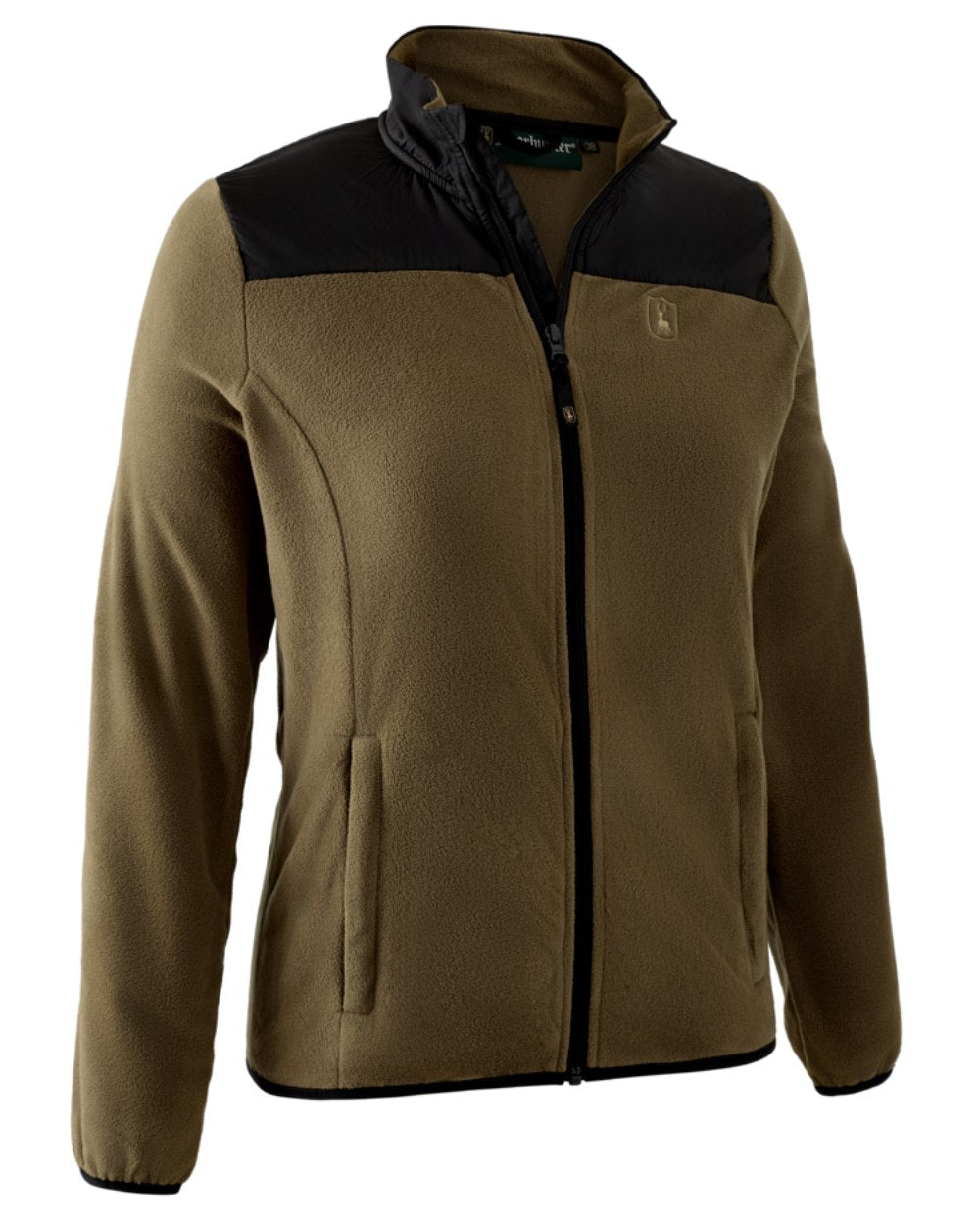 Hickory coloured Deerhunter Lady Northward Fleece Jacket on white background #colour_hickory