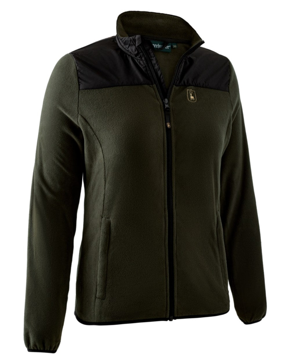 Rifle Green coloured Deerhunter Lady Northward Fleece Jacket on white background #colour_rifle-green