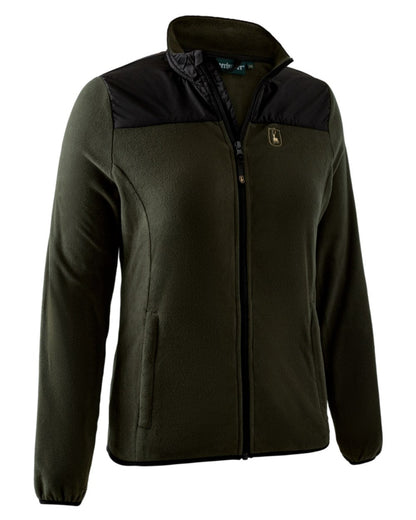 Rifle Green coloured Deerhunter Lady Northward Fleece Jacket on white background #colour_rifle-green