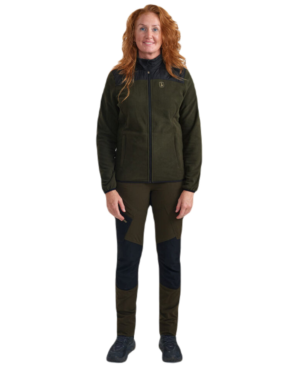 Rifle Green Coloured Deerhunter Lady Northward Fleece Jacket On A White Background #colour_rifle-green
