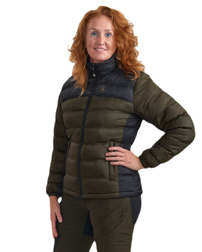 Rifle Green coloured Deerhunter Lady Northward Padded Jacket on white background #colour_rifle-green