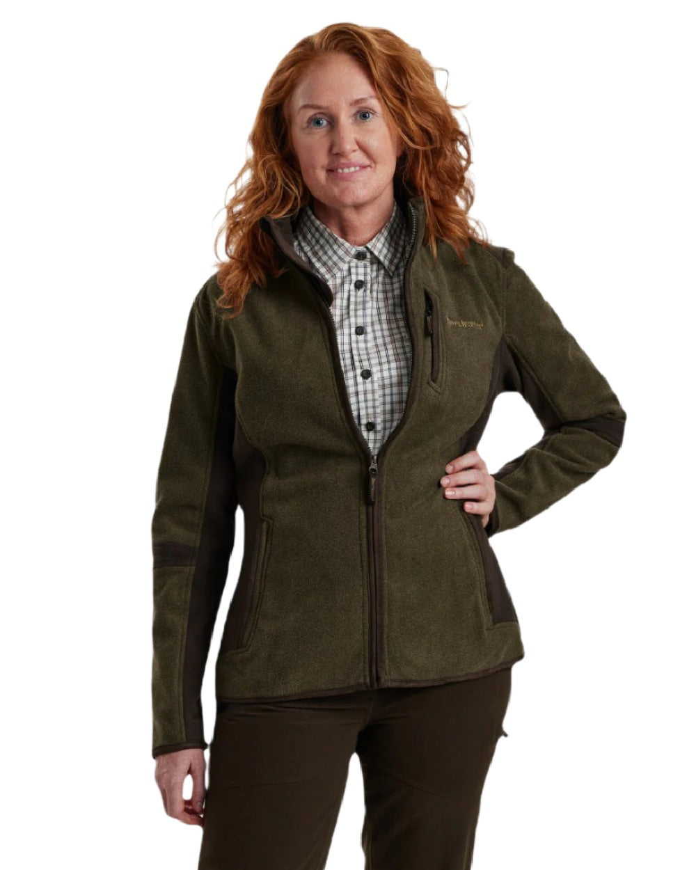 Graphite Green coloured Deerhunter Lady Pam Bonded Fleece Jacket on white background #colour_graphite-green