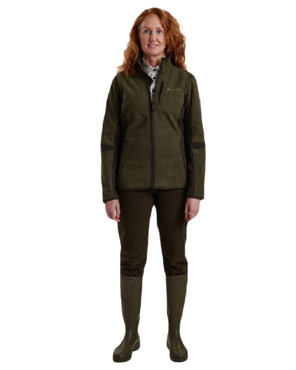 Graphite Green coloured Deerhunter Lady Pam Bonded Fleece Jacket on white background #colour_graphite-green