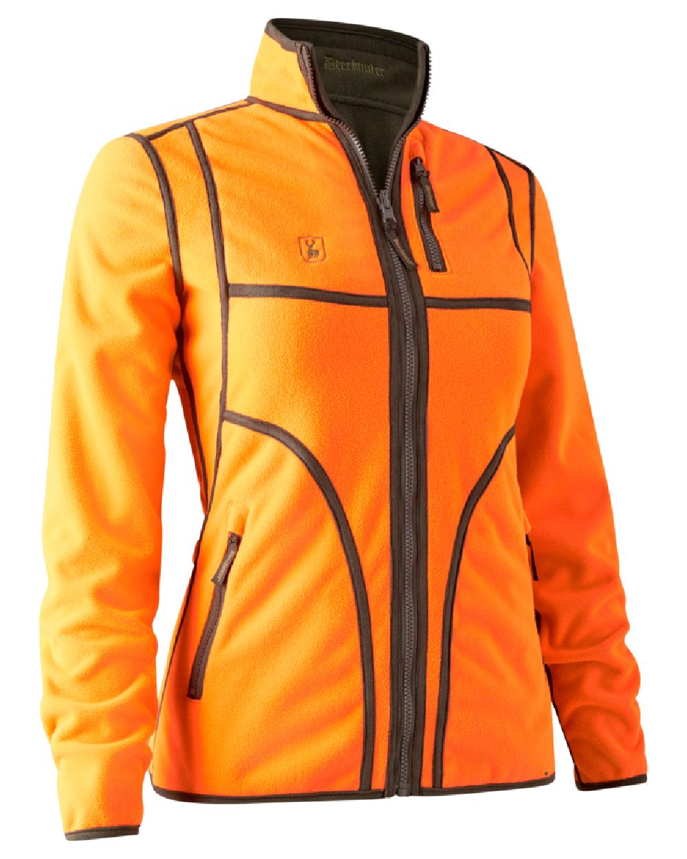 Green Orange coloured Deerhunter Lady Pam Reversible Bonded Fleece Jacket on white background #colour_green-orange