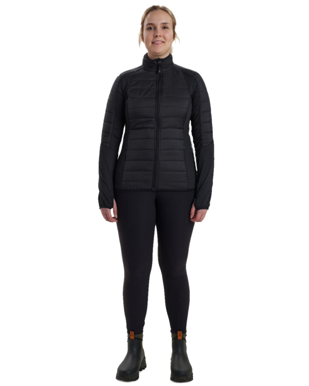Black coloured Deerhunter Lady Pine Padded Inner Jacket on white background #colour_black