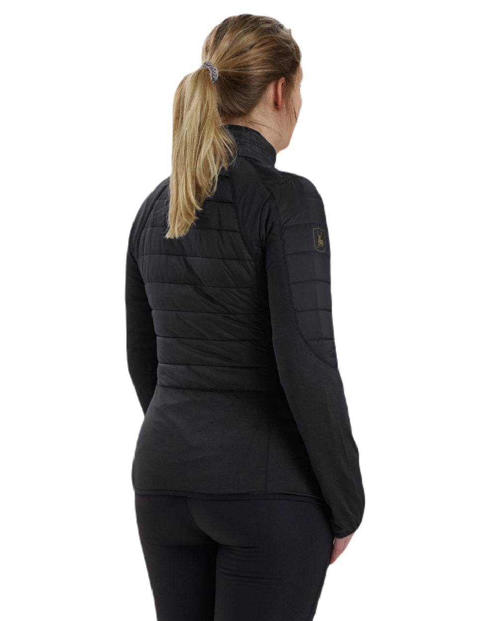 Black coloured Deerhunter Lady Pine Padded Inner Jacket on white background #colour_black