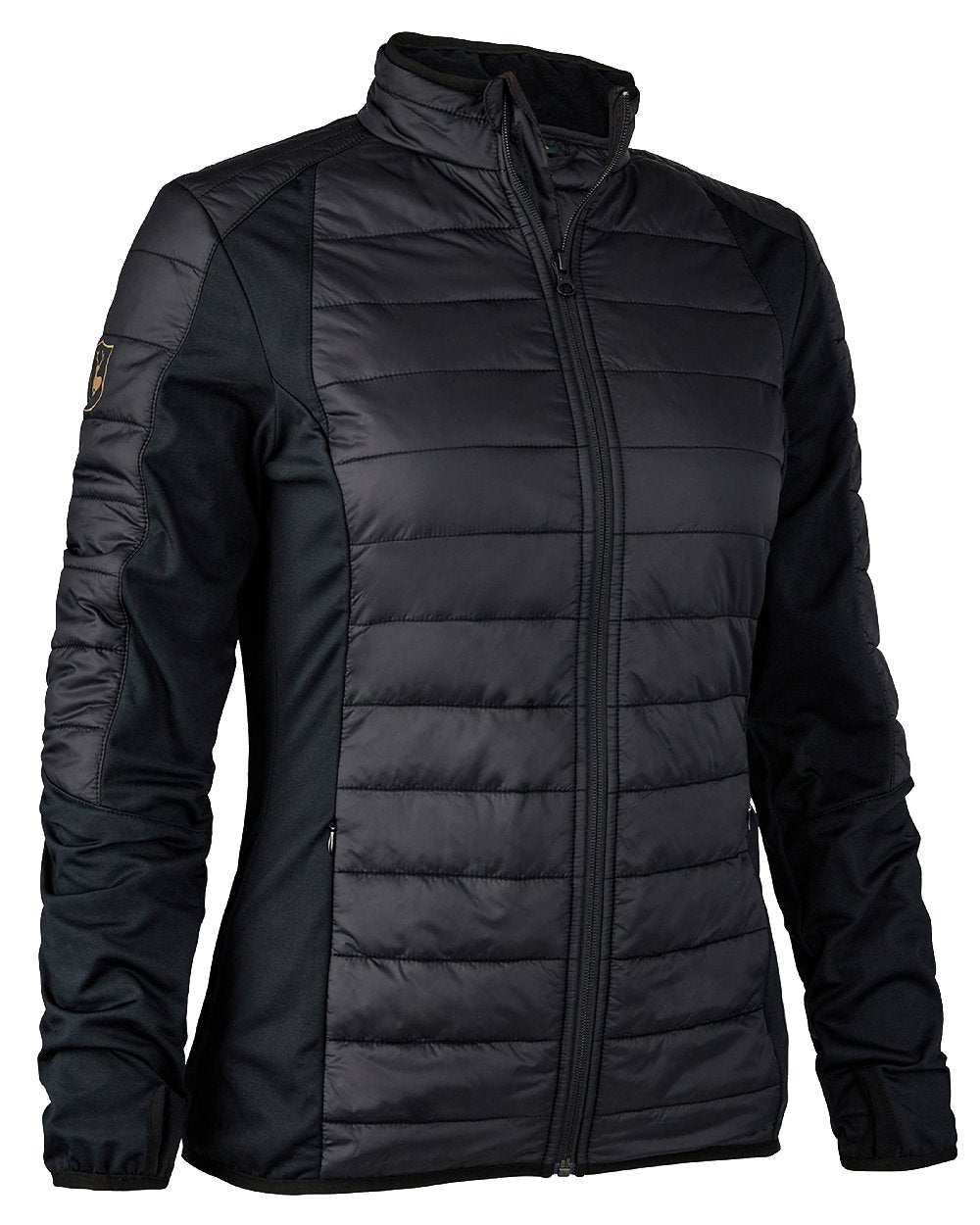 Black coloured Deerhunter Lady Pine Padded Inner Jacket on white background #colour_black