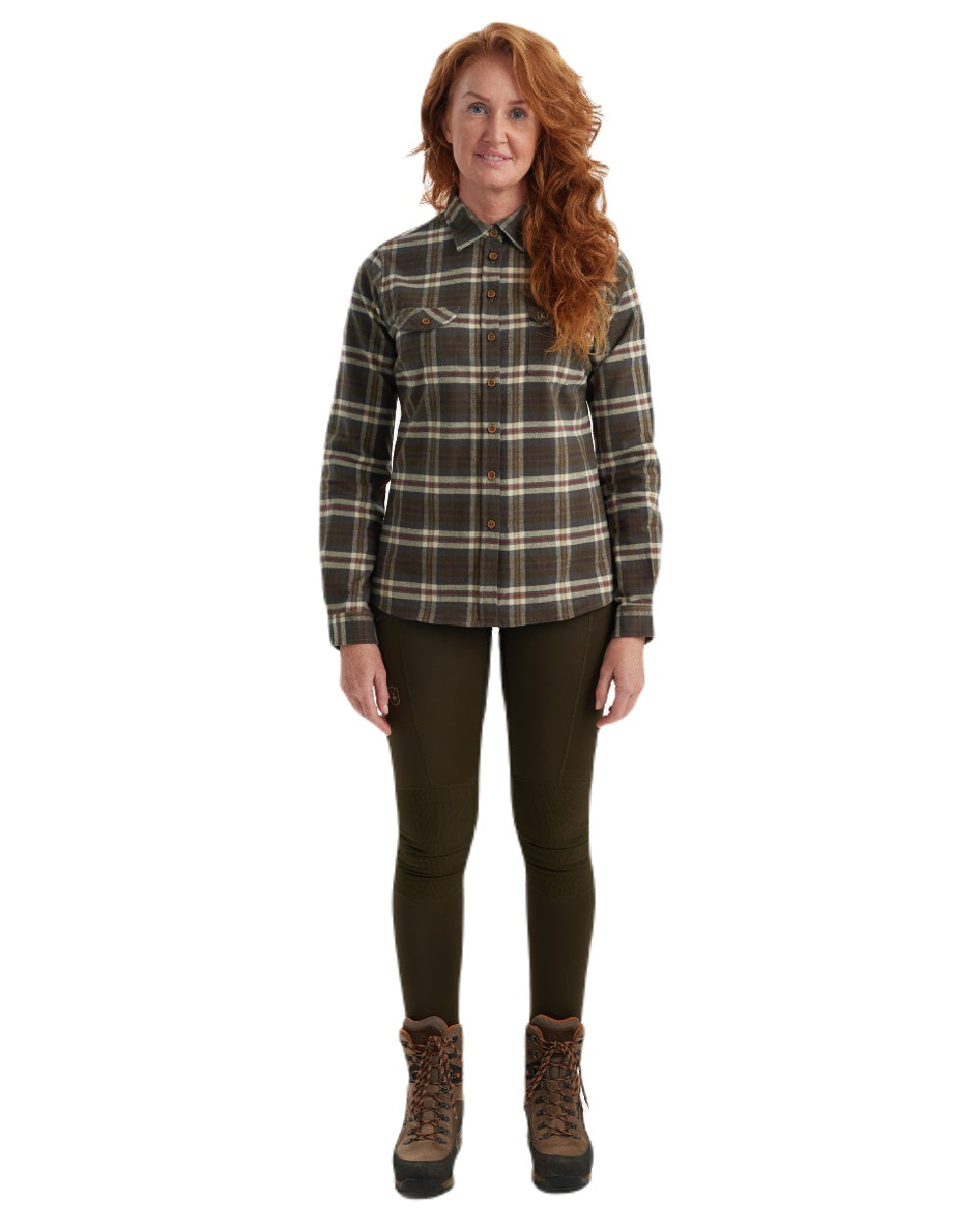 Yellow Check coloured Deerhunter Lady Ruby Shirt on white background #colour_yellow-check