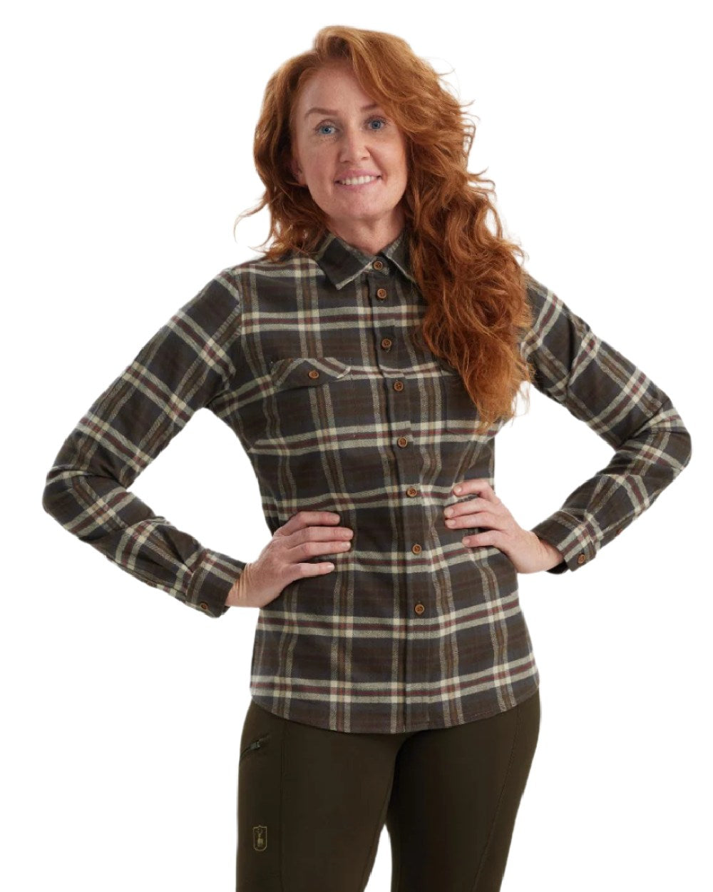 Yellow Check coloured Deerhunter Lady Ruby Shirt on white background #colour_yellow-check