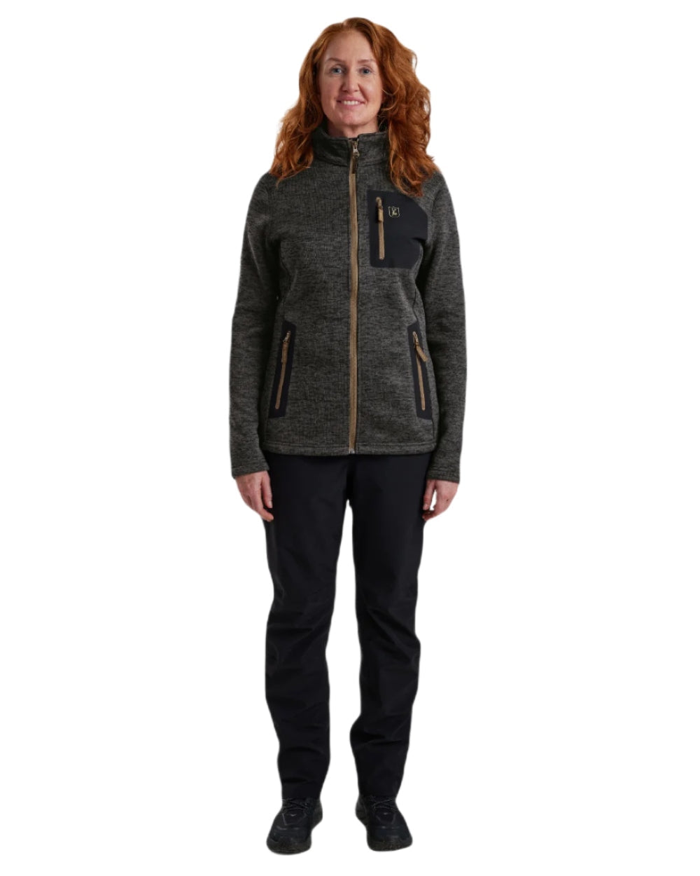 Dark Grey Melange coloured Deerhunter Lady Sarek Knitted Jacket on white background #colour_dark-grey-melange