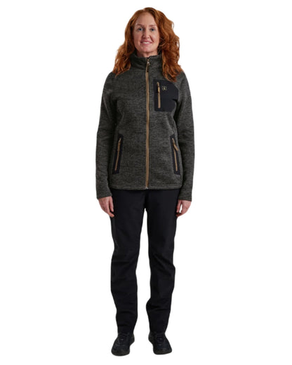 Dark Grey Melange coloured Deerhunter Lady Sarek Knitted Jacket on white background #colour_dark-grey-melange