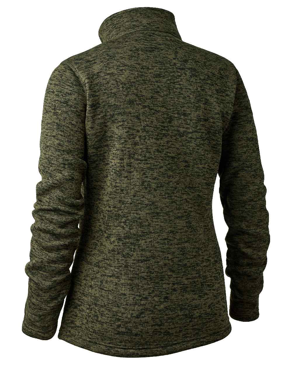 Olive Night Melange coloured Deerhunter Lady Sarek Knitted Jacket on white background #colour_olive-night-melange