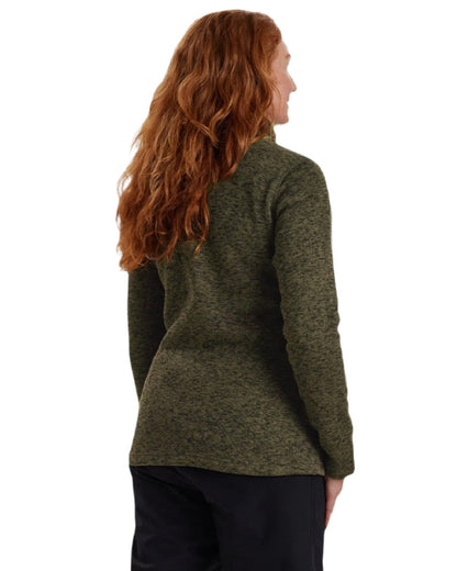 Olive Night Melange coloured Deerhunter Lady Sarek Knitted Jacket on white background #colour_olive-night-melange