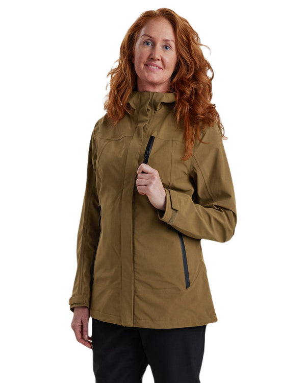 Butternut coloured Deerhunter Lady Sarek Shell Jacket with Hood on white background #colour_butternut