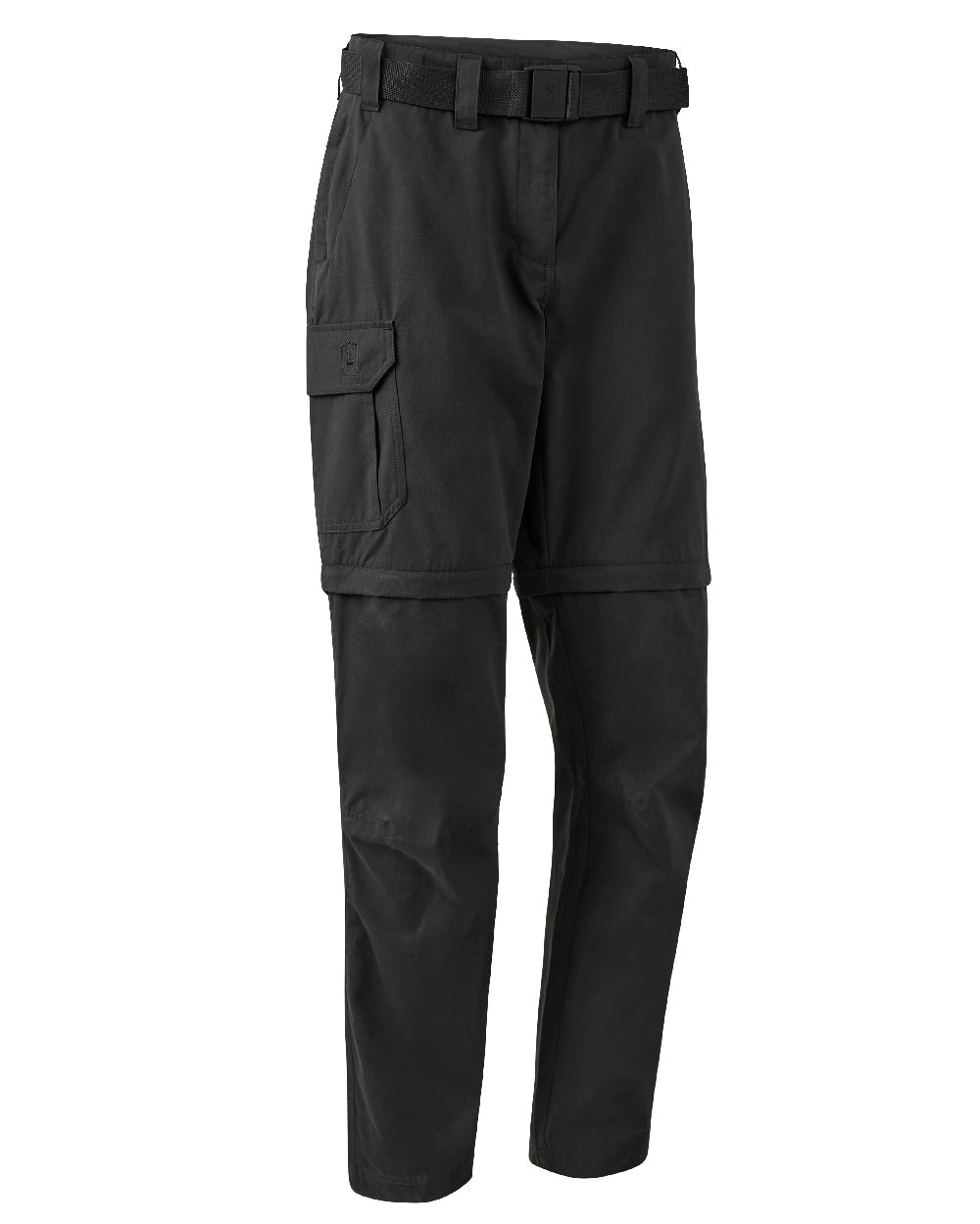 Black Ink coloured Deerhunter Lady Slogen Zip-Off Trousers on white background #colour_black-ink
