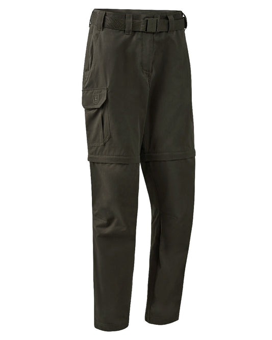 Timber coloured Deerhunter Lady Slogen Zip-Off Trousers on white background #colour_timber