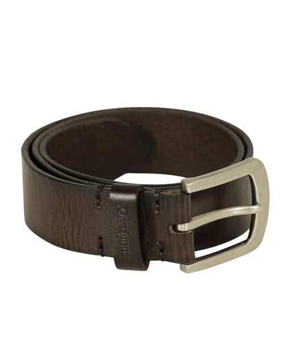 Dark Brown coloured Deerhunter Leather Belt on white background #colour_dark-brown