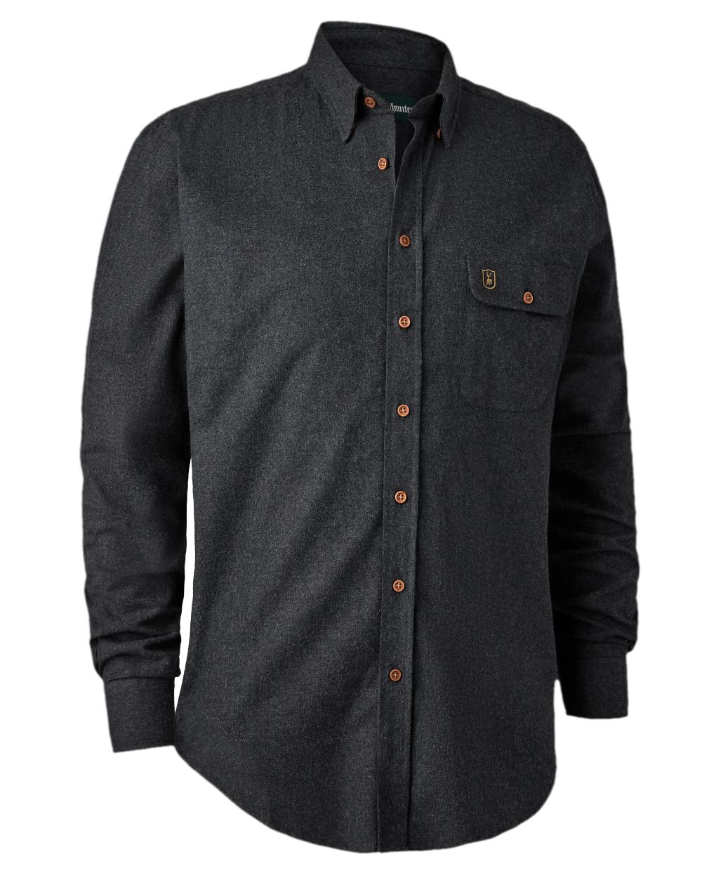 Black Ink coloured Deerhunter Liam Cotton Shirt on white background #colour_black-ink