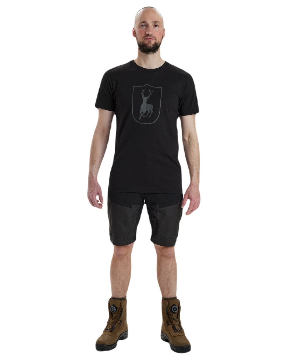 Black coloured Deerhunter Logo T-Shirt on white background #colour_black