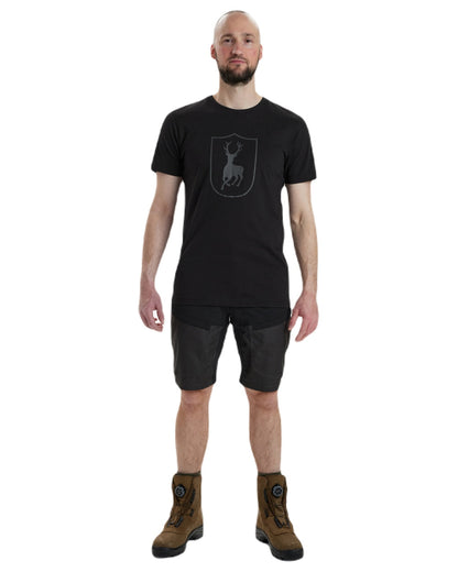 Black coloured Deerhunter Logo T-Shirt on white background #colour_black