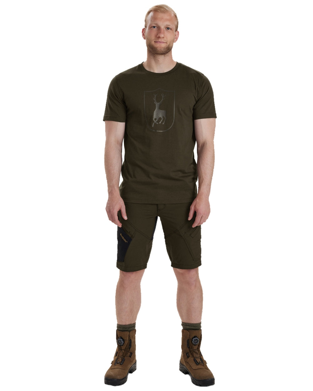 Fallen Leaf coloured Deerhunter Logo T-Shirt on white background #colour_fallen-leaf
