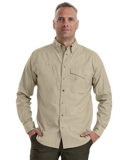 Beige coloured Deerhunter Matobo Shirt on white background #colour_beige