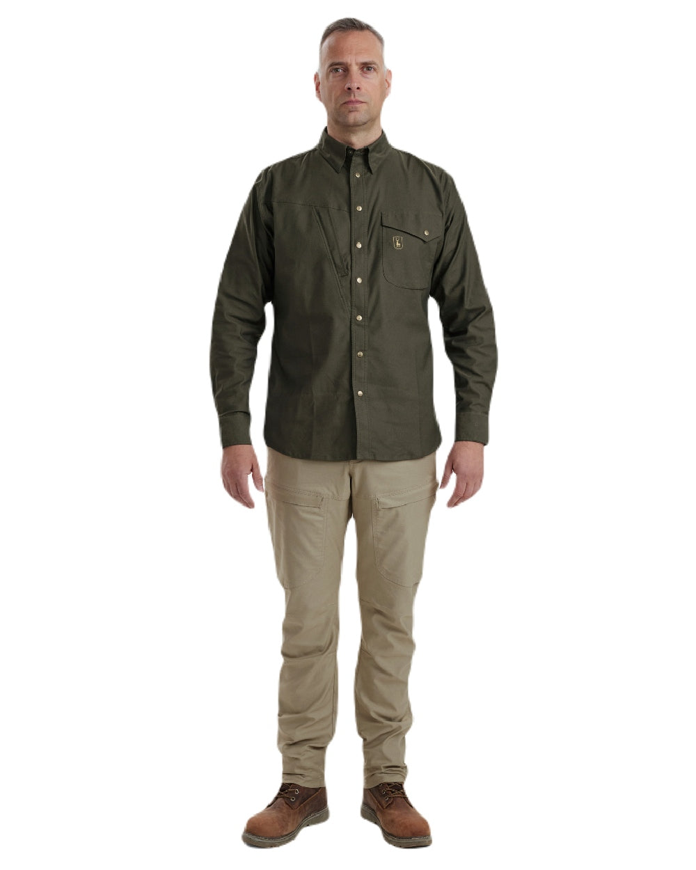 Forest Green coloured Deerhunter Matobo Shirt on white background #colour_forest-green