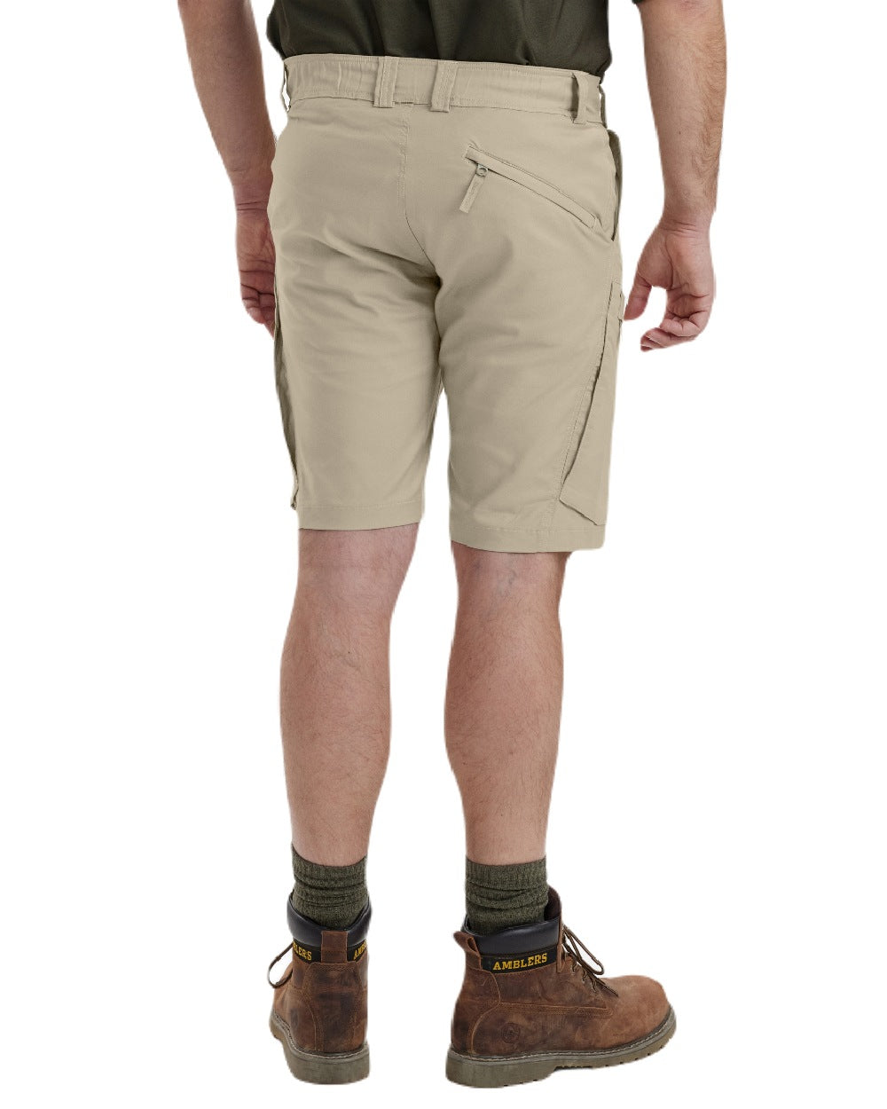 Beige coloured Deerhunter Matobo Shorts on white background #colour_beige