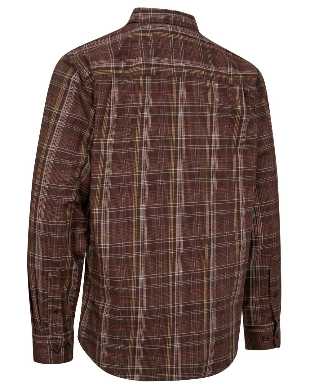 Brown Check coloured Deerhunter Mens Ashton Shirt on white background #colour_brown-check