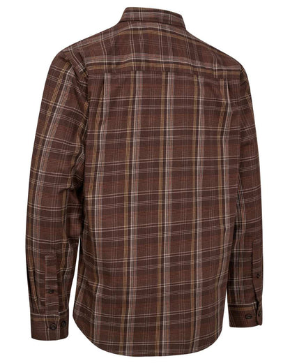 Brown Check coloured Deerhunter Mens Ashton Shirt on white background #colour_brown-check