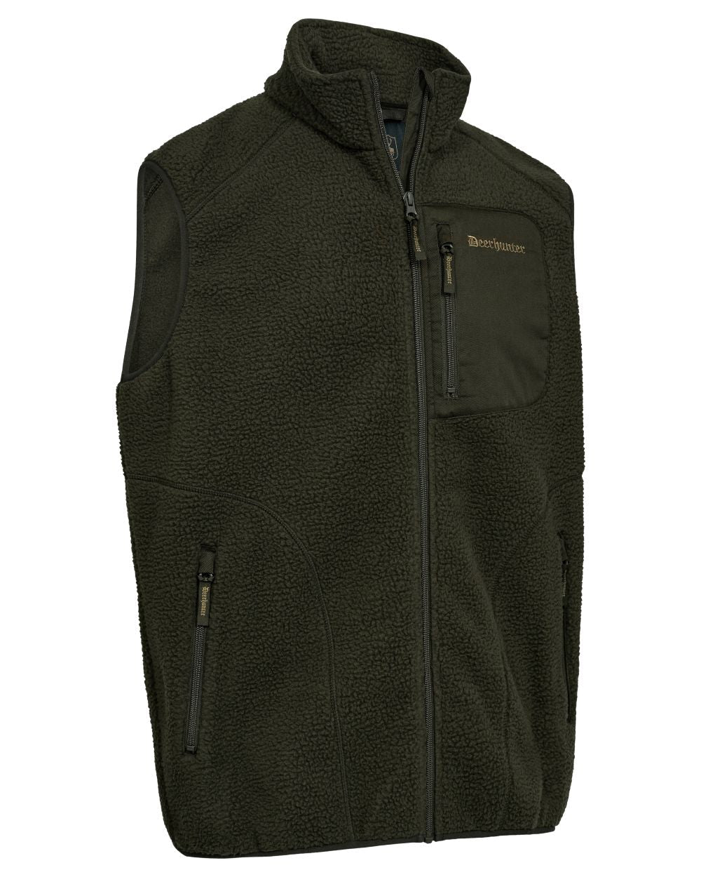 Forest Green coloured Deerhunter Mens Atlas Fleece Waistcoat on white background #colour_forest-green