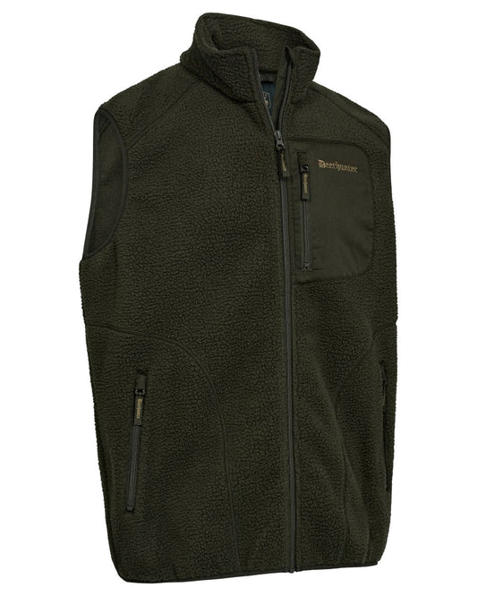 Forest Green coloured Deerhunter Mens Atlas Fleece Waistcoat on white background #colour_forest-green