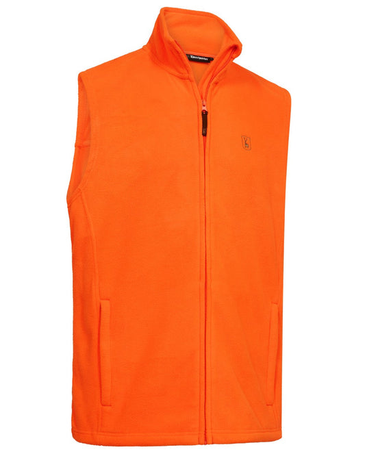 Safety Orange coloured Deerhunter Mens Atlas Light Fleece Waistcoat on white background #colour_safety-orange