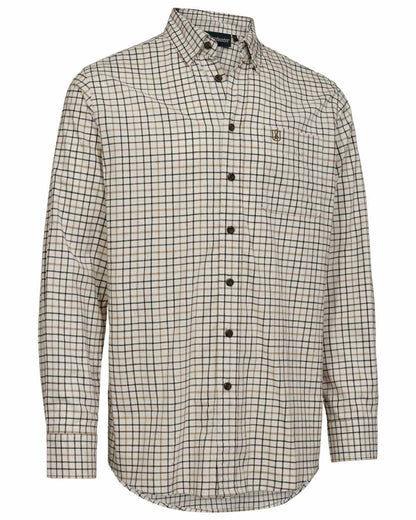 Beige Check coloured Deerhunter Gavin Shirt on white background #colour_beige-check