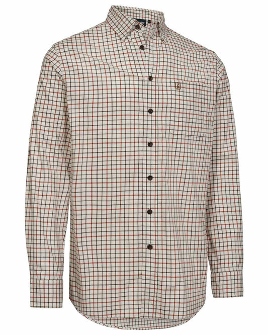 Orange Check coloured Deerhunter Gavin Shirt on white background #colour_orange-check