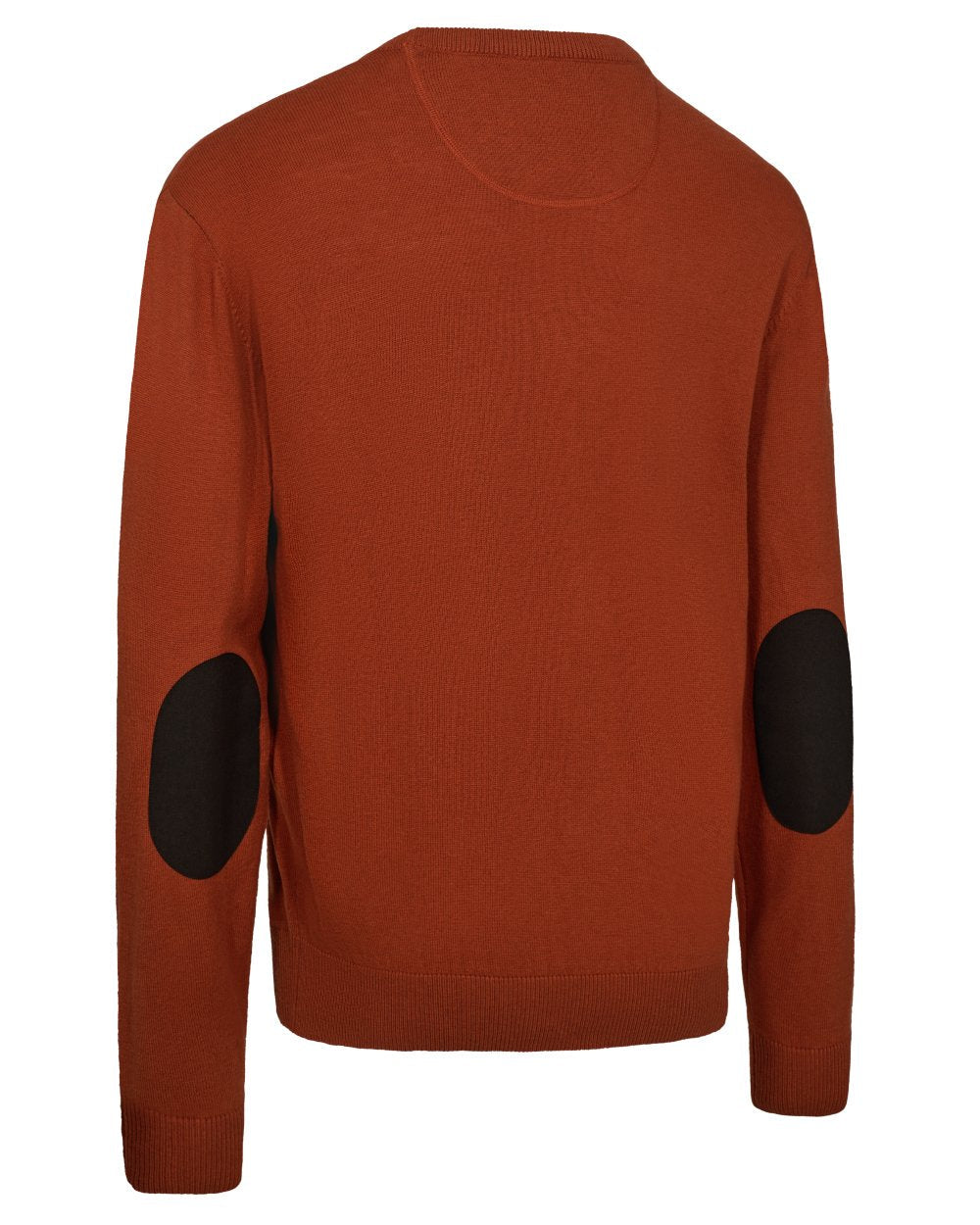 Oak Rust Melange coloured Deerhunter Mens Harrington O-Neck Knit Pullover on white background #colour_oak-rust-melange