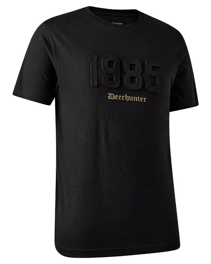 Black coloured Deerhunter Mens Jubilee T-Shirt on white background #colour_black