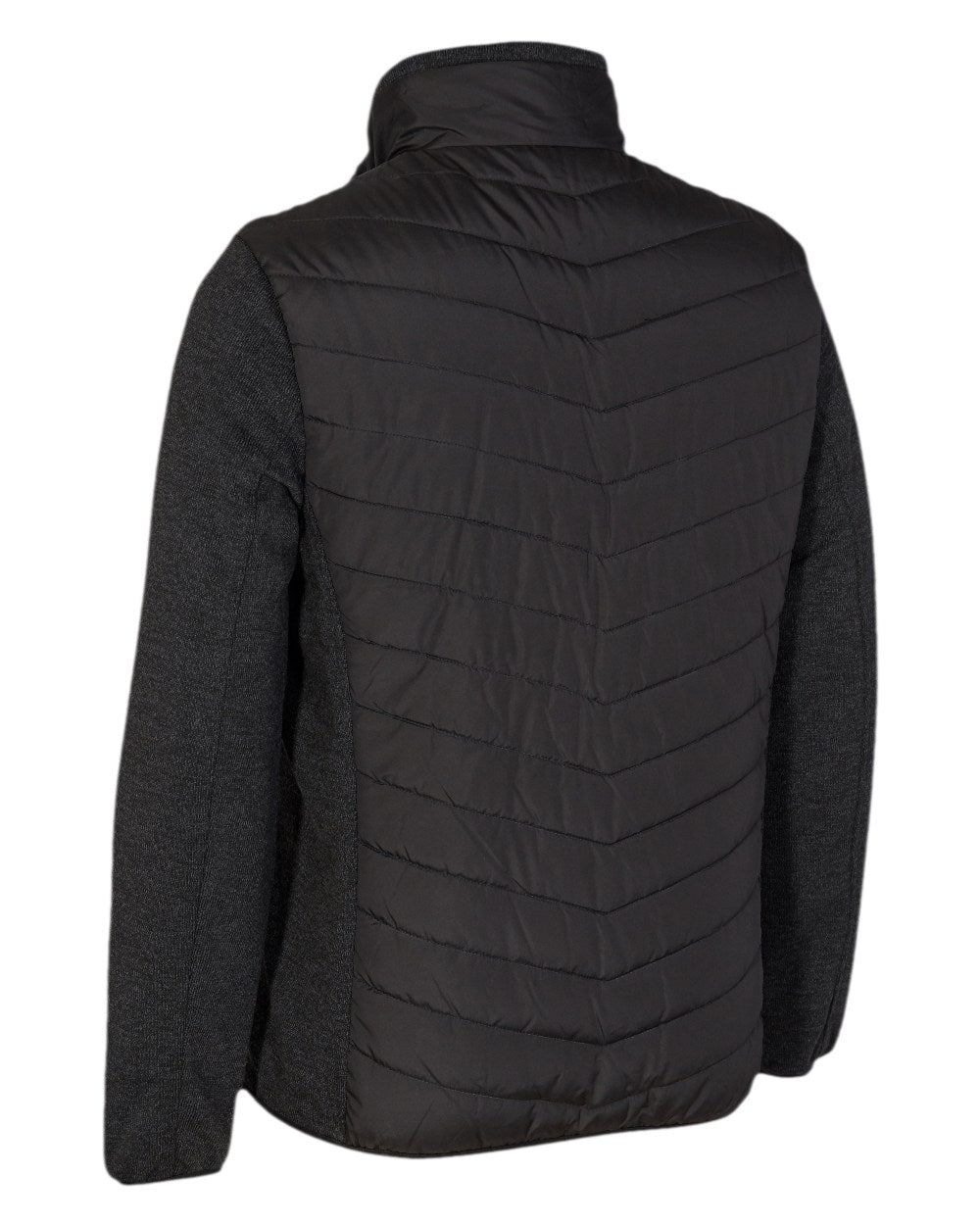 Black Coloured Deerhunter Moor Padded Jacket with Knitted Sleeves on white background #colour_black