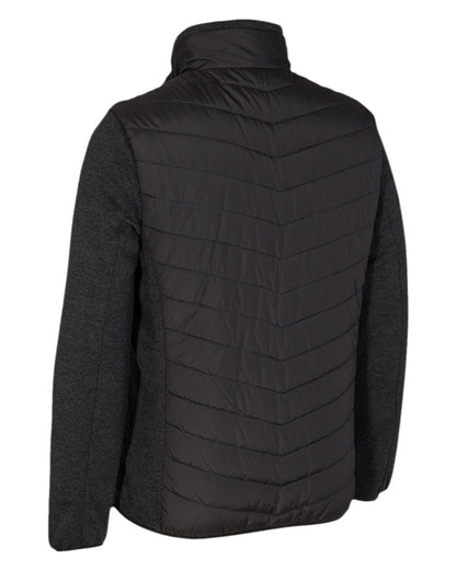 Black Coloured Deerhunter Moor Padded Jacket with Knitted Sleeves on white background #colour_black
