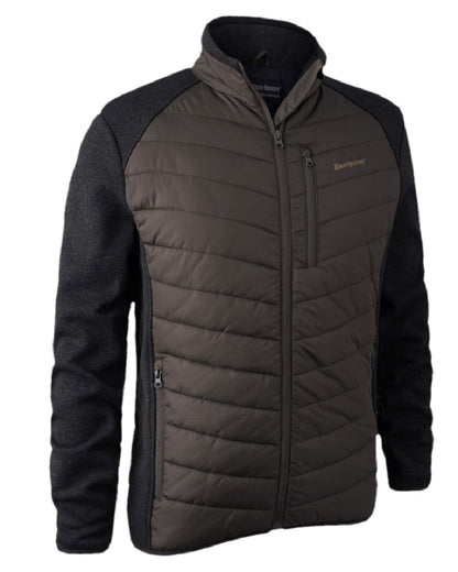 Brown Leaf Coloured Deerhunter Moor Padded Jacket with Knitted Sleeves on white background #colour_brown-leaf