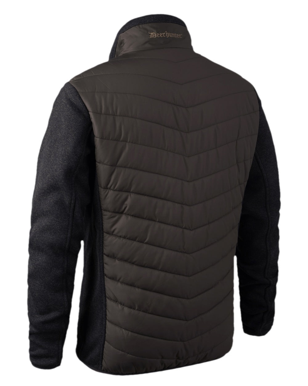 Brown Leaf Coloured Deerhunter Moor Padded Jacket with Knitted Sleeves on white background #colour_brown-leaf