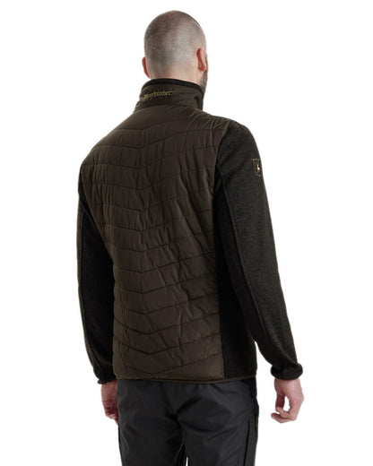 Brown Leaf Coloured Deerhunter Moor Padded Jacket with Knitted Sleeves on white background #colour_brown-leaf