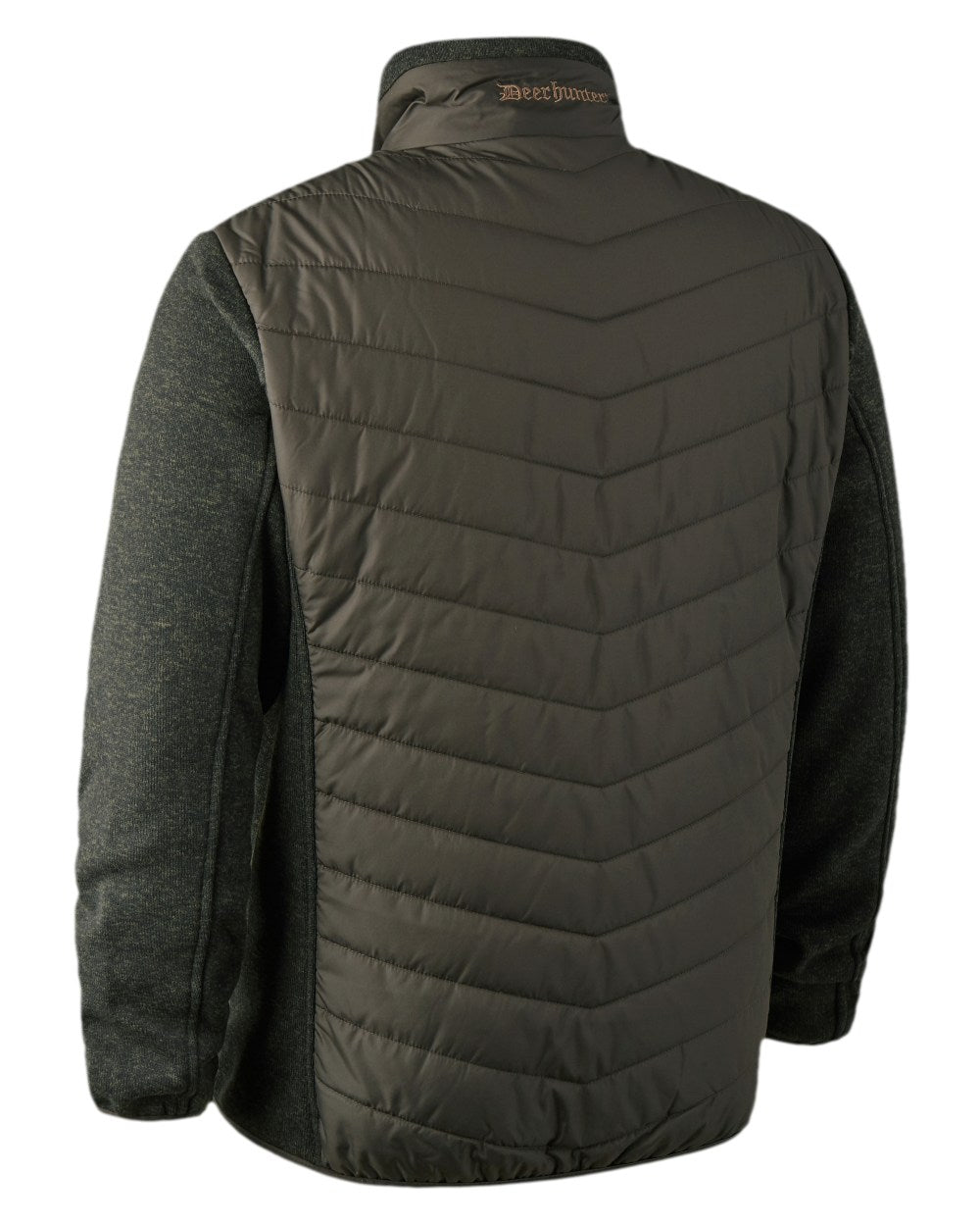 Timber Coloured Deerhunter Moor Padded Jacket with Knitted Sleeves on white background #colour_timber