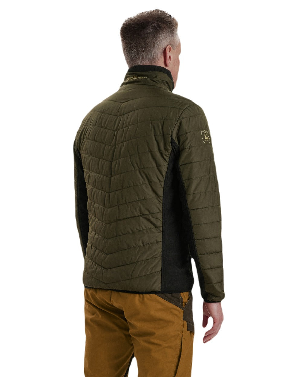 Adventure Green coloured Deerhunter Moor Padded Softshell Jacket on white background #colour_adventure-green