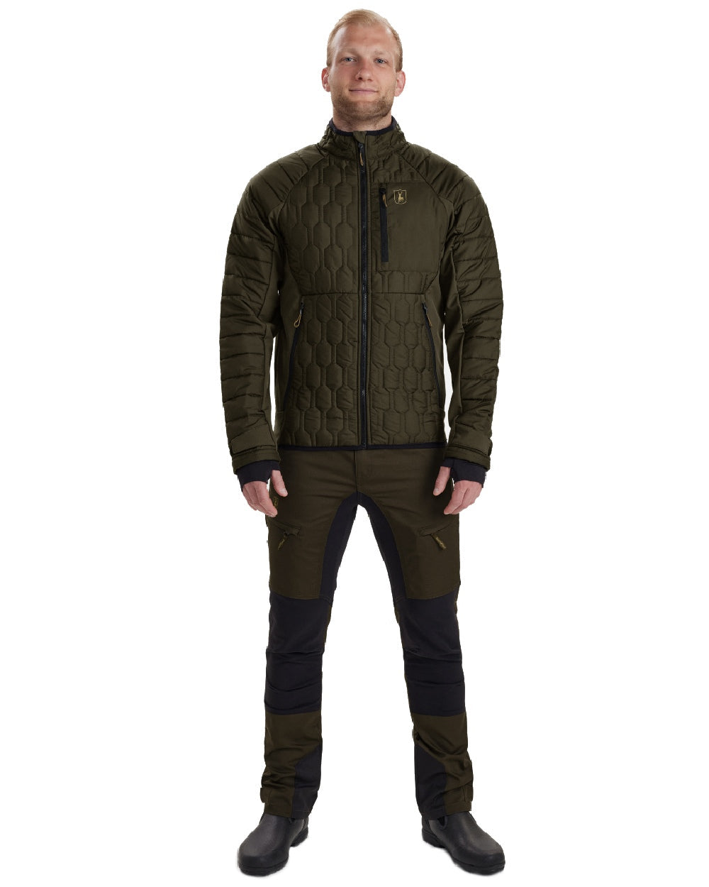 Forest Green coloured Deerhunter Mossdale Quilted Jacket on white background #colour_forest-green