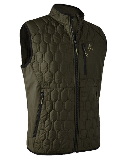 Forest Green coloured Deerhunter Mossdale Quilted Waistcoat on white background #colour_forest-green