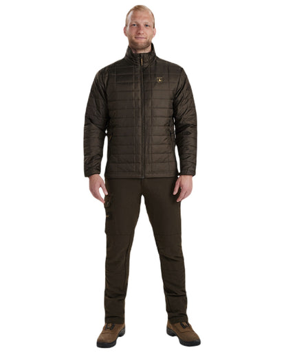 Wood coloured Deerhunter Muflon Packable Jacket on white background #colour_wood