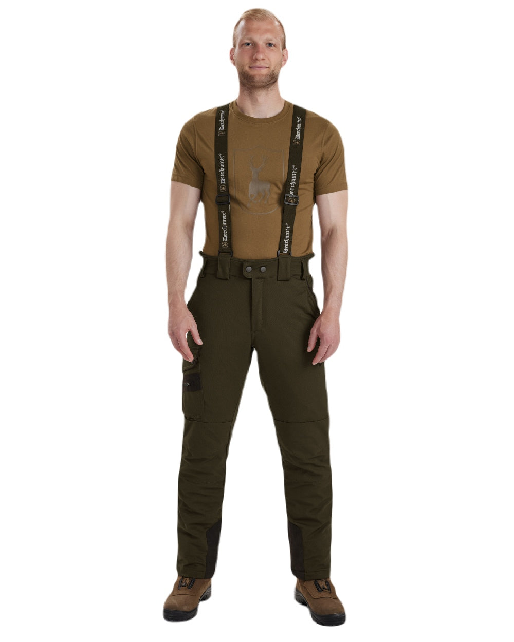 Art Green coloured Deerhunter Muflon Trousers on white background #colour_art-green